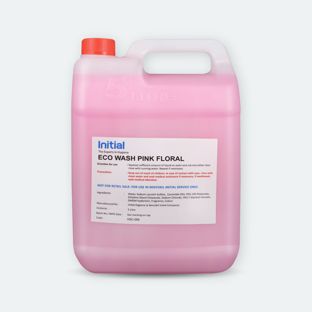 Initial Hygiene Singapore EcoWash Pink Floral Hand Soap 5L bulk refill bottle for commercial dispensers
