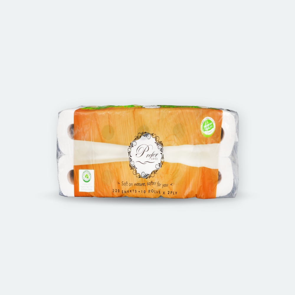 Prefer Bathroom Tissue - 2 Ply, 220 Sheets, 100% Virgin Pulp, 1 Packet